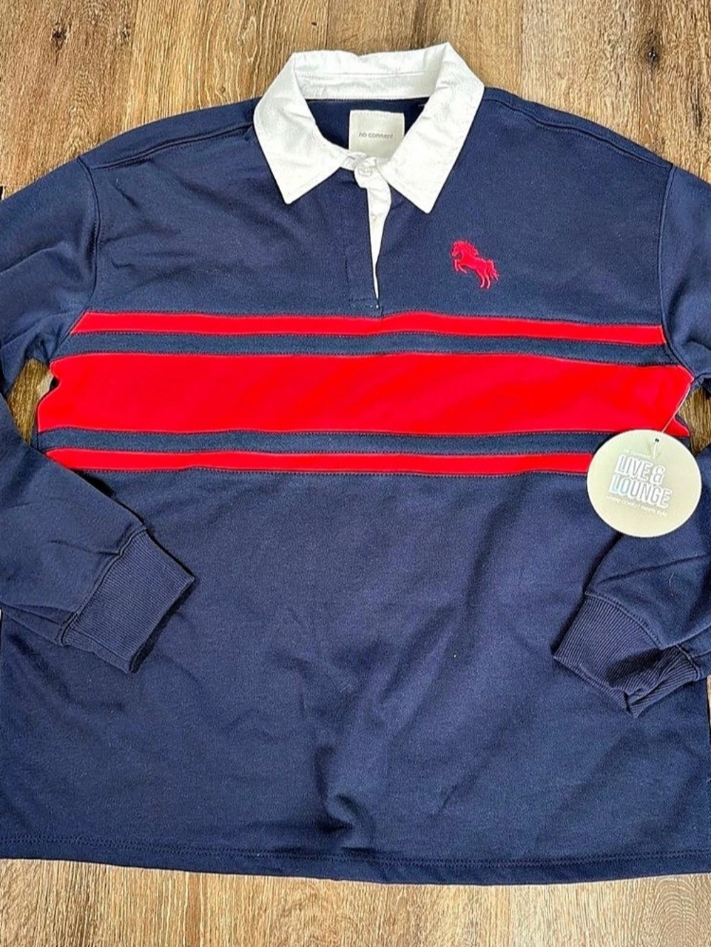 No Comment Color Block Jersey in Blue & Red Size large NWT
